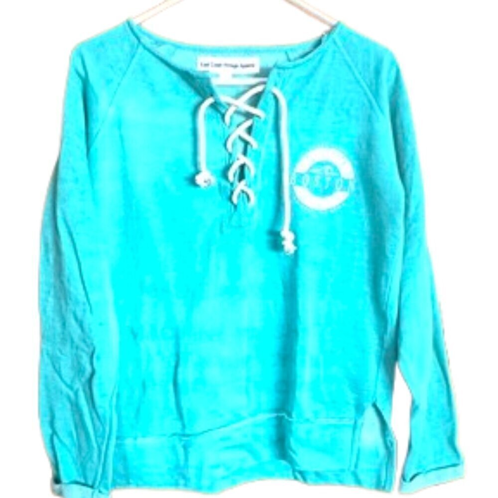 East Coast Apparel Vintage Women's sweatshirt - Beach Vibes Boston, Teal Size S